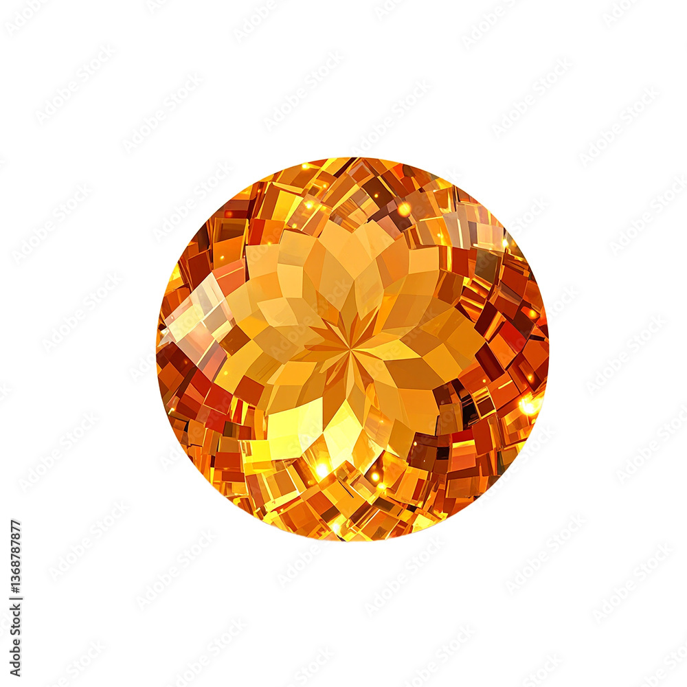 A stunning 3D rendered zircon gemstone radiating a fiery orange glow displaying intricate facets and perfect clarity on a white background A stunning 3D rendered zircon gemstone radiating a fiery orange glow displaying intricate facets and perfect clarity on a white background