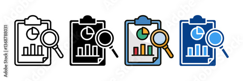 Report Document  Icon Set Multiple Style Collection
