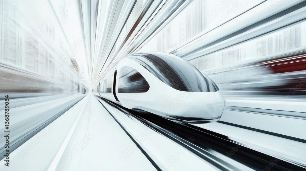 Fototapeta premium Futuristic transportation concept with high-speed train motion and blur effect
