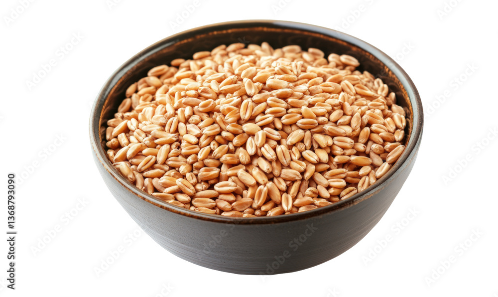 Bowl of raw wheat grains on a transparent background, healthy eating concept Bowl of raw wheat grains on a transparent background, healthy eating concept