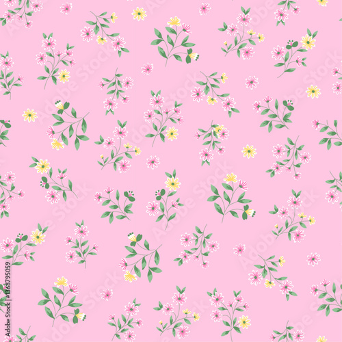 Ditsy florals pink base