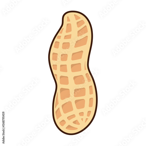 Tasty peanut isolated on white background, flat style vector illustration.