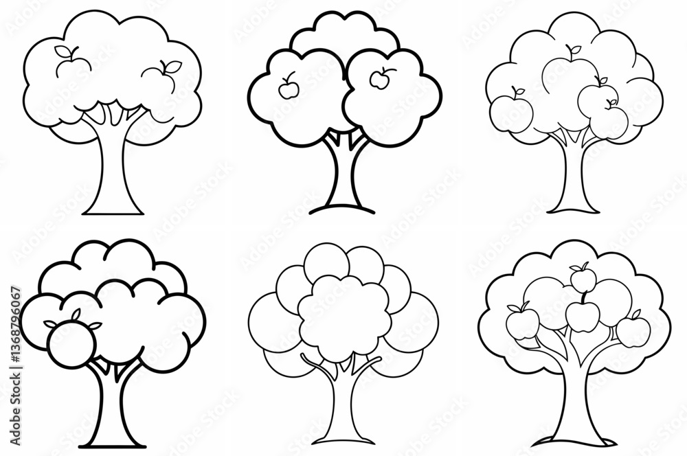 Apple Tree Outline Coloring Page Line Art Drawing Apple Tree Outline Coloring Page Line Art Drawing