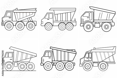 Articulated Dump Truck Machine Outline Coloring Page Line Art Drawing