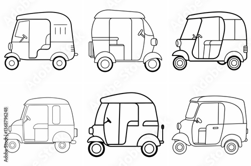  Auto Rickshaw Outline Coloring Page Line Art Drawing