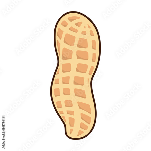 Tasty peanut isolated on white background, flat style vector illustration.
