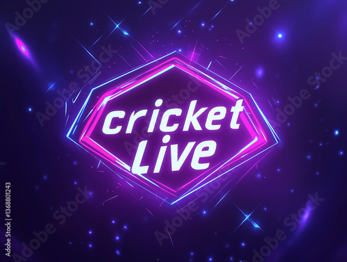 Cricket Live Streaming Neon Glow, Dynamic Graphics, Sports Event