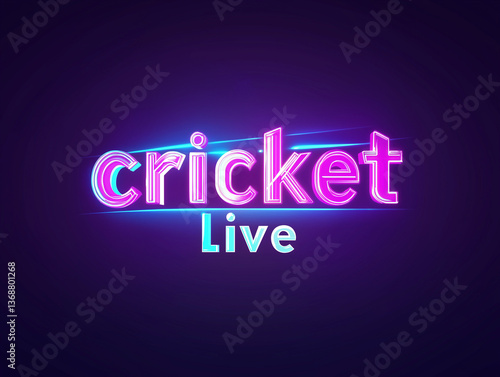 Cricket Live Streaming Neon Glow, Dynamic Graphics, Sports Event