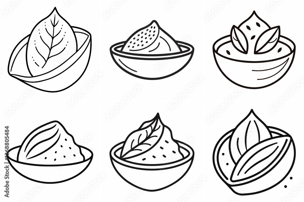 Cocoa Powder Outline Coloring Book Page – Line Art Drawing Set on White Background Cocoa Powder Outline Coloring Book Page – Line Art Drawing Set on White Background