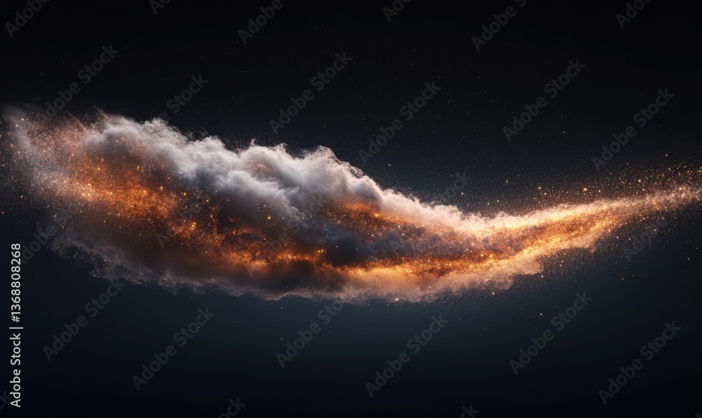 Burning cloud trail with embers on dark background for fantasy scenes Burning cloud trail with embers on dark background for fantasy scenes