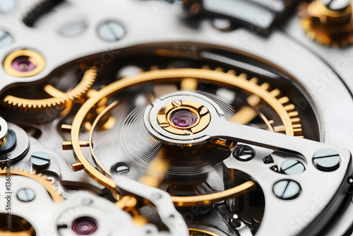 Wallpaper Mural vintage mechanical watch mechanism, intricate internal gears revealed Torontodigital.ca