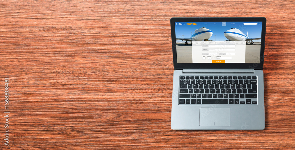 Online flight booking website provide modish reservation system . Travel technology concept . Online flight booking website provide modish reservation system . Travel technology concept .