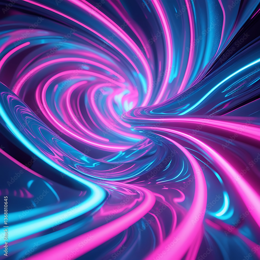 Obraz premium A blue and pink swirl centered on a solid blue background, creating a vibrant and dynamic visual effect.