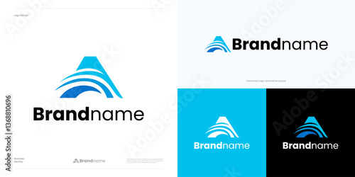 Letter A logo icon design vector, Initial symbol A wave concept or abstract triangle curved for business solutions, association, marketing, financial, technology, law, fitness, accountancy, global