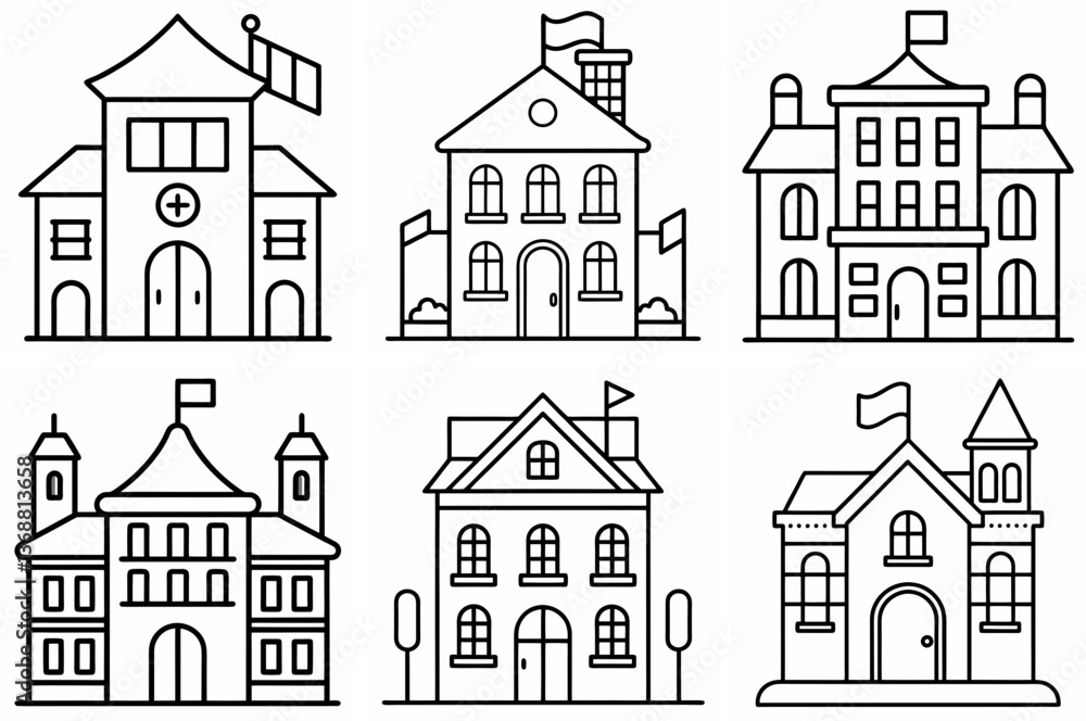 France-Themed House Outline Coloring Page - Line Art Drawing Set on White Background France-Themed House Outline Coloring Page - Line Art Drawing Set on White Background