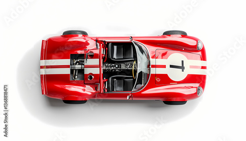Red Classic Race Car Overhead View