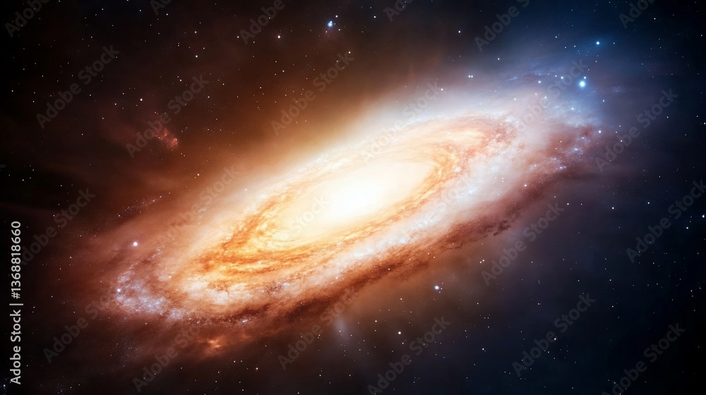 Swirling nebula with bright core in deep space, cosmic cloud of stardust Swirling nebula with bright core in deep space, cosmic cloud of stardust