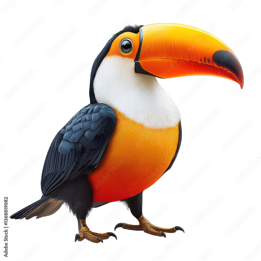 Naklejka premium A toucan with a large colorful beak isolated on transparent background