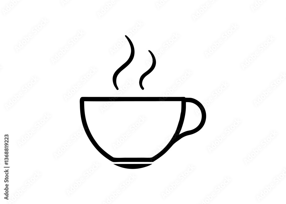 A hot cup of brown coffee or tea, a vector icon of a breakfast beverage, coffee, tea, cup, beverage, breakfast, drink, hot, brown, vector, icon. A hot cup of brown coffee or tea, a vector icon of a breakfast beverage, coffee, tea, cup, beverage, breakfast, drink, hot, brown, vector, icon.