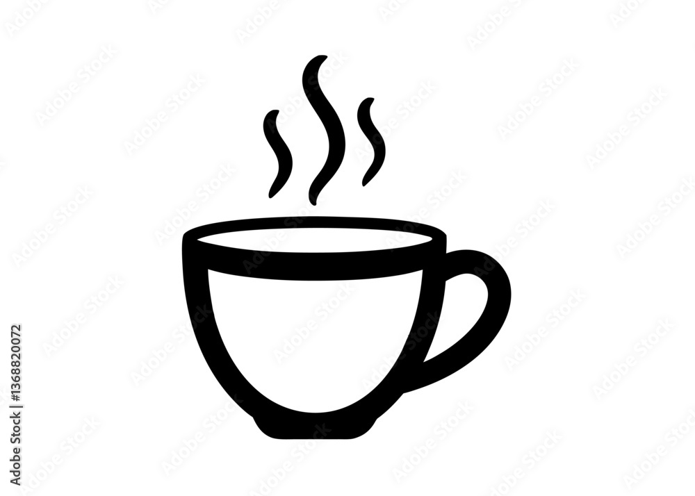 A hot cup of brown coffee or tea, a vector icon of a breakfast beverage, coffee, tea, cup, beverage, breakfast, drink, hot, brown, vector, icon. A hot cup of brown coffee or tea, a vector icon of a breakfast beverage, coffee, tea, cup, beverage, breakfast, drink, hot, brown, vector, icon.