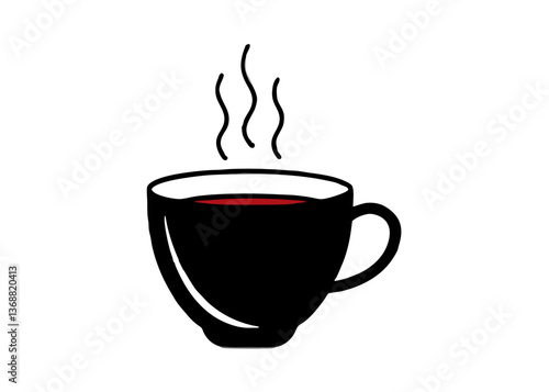 A hot cup of brown coffee or tea, a vector icon of a breakfast beverage, coffee, tea, cup, beverage, breakfast, drink, hot, brown, vector, icon.