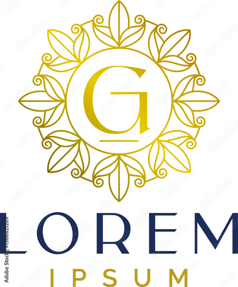 Naklejka premium Luxury Circle Floral Decorative Letter G Logo Template