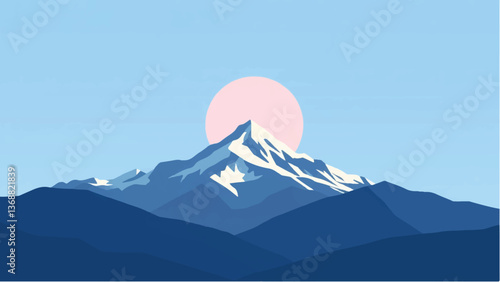 Mountains covered with snow. Mountains landscape. Snowy Mountain Range. Vector illustration.	

