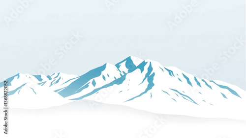 Mountains covered with snow. Mountains landscape. Snowy Mountain Range. Vector illustration.	
