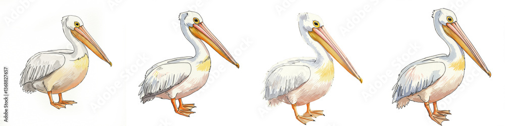 Pelican Line Art Illustrations Set - Four variations of a pelican line art illustration, symbolizing nature, wildlife, elegance, freedom Pelican Line Art Illustrations Set - Four variations of a pelican line art illustration, symbolizing nature, wildlife, elegance, freedom