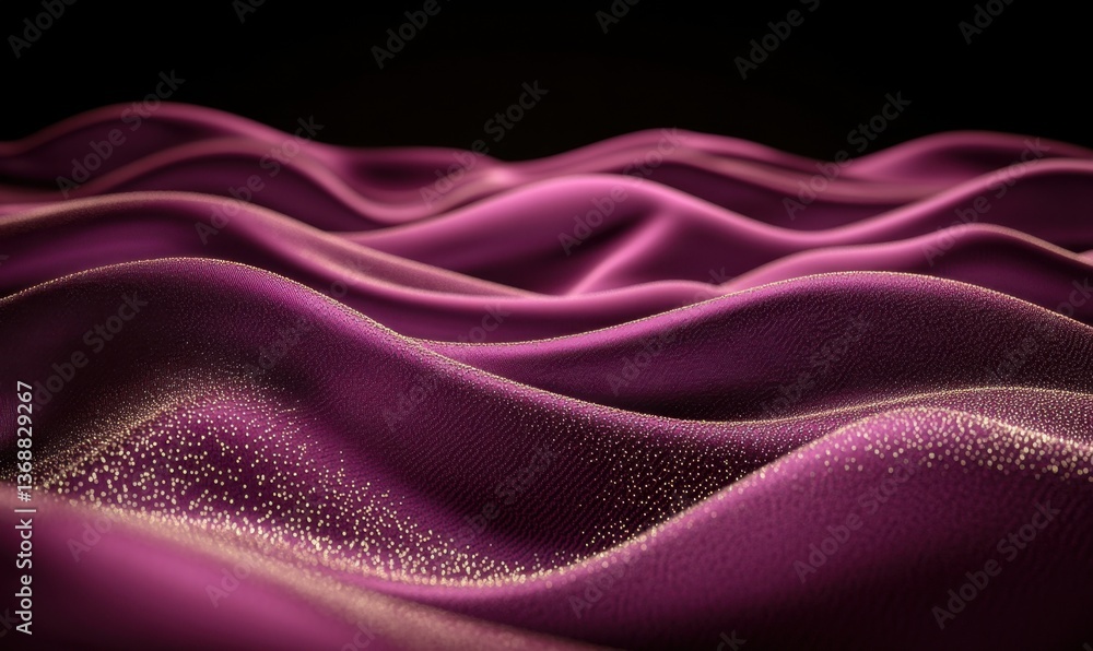 Obraz premium Pink shimmering waves on dark background, abstract digital art