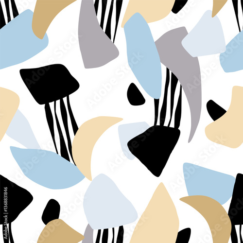 Seamless hand drawn geometric pattern. Vector Illustration.	