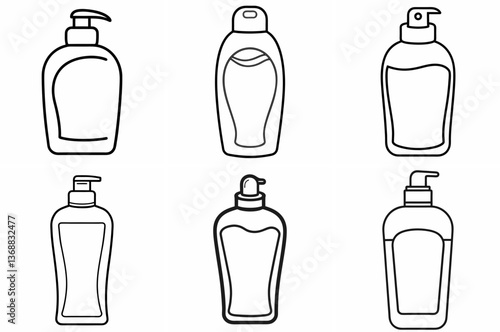 Shampoo Outline Coloring Book Page Line Art Drawing Set