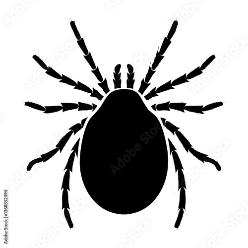 Spider mite insect pest in black silhouette