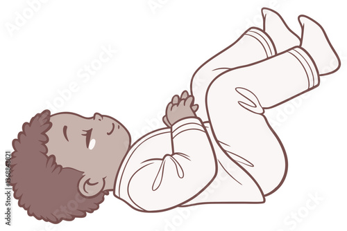 Adorable Baby Lying on Its Back Vector 