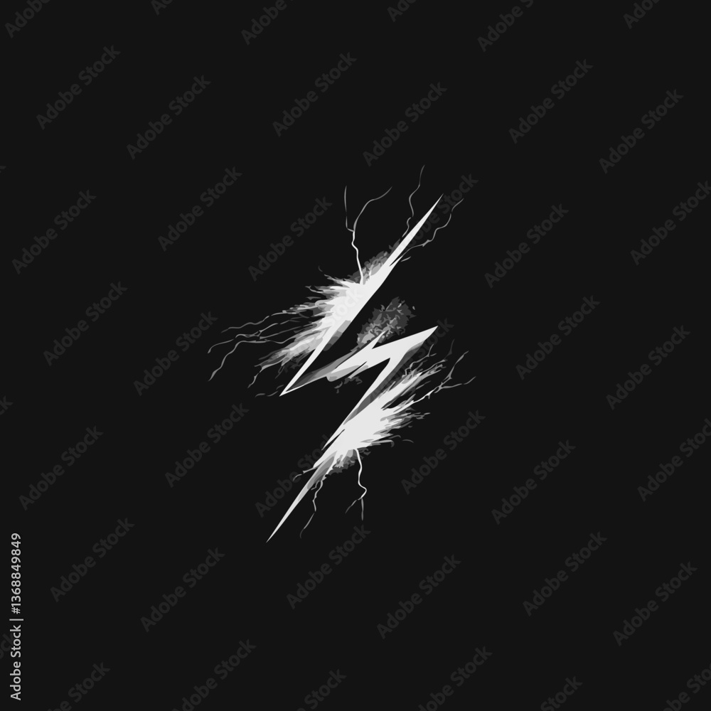 Stylized Lightning Bolt Logo in Gray and White Stylized Lightning Bolt Logo in Gray and White