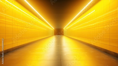 Illuminated Yellow Subway Tunnel: A Glowing Passage