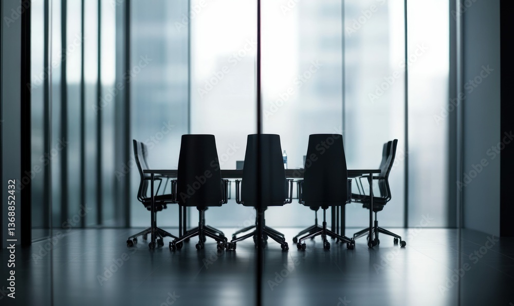 An empty, modern conference room bathed in natural light awaits a productive meeting. An empty, modern conference room bathed in natural light awaits a productive meeting.