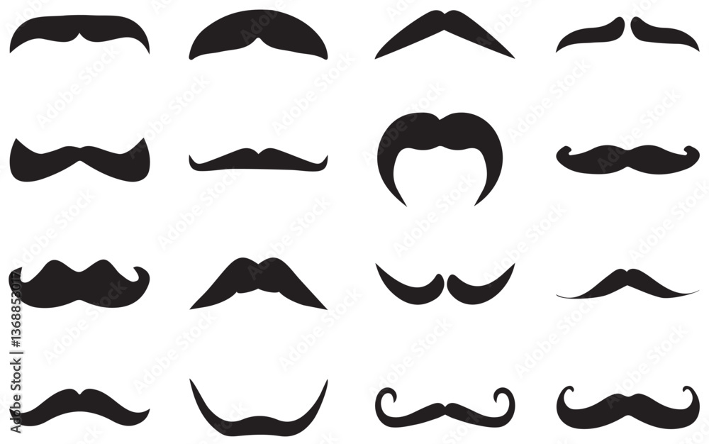 collection of mustaches. set of mustaches. Black moustache isolated on white background collection of mustaches. set of mustaches. Black moustache isolated on white background