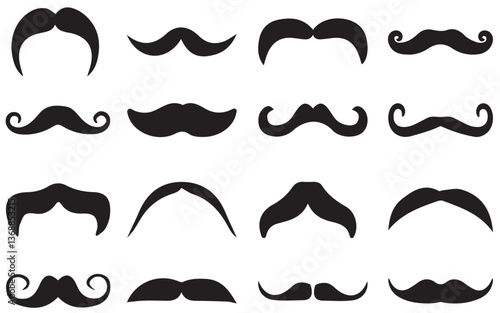 set of mustaches. Flat black mustache icon collection. Different mustache set. mustache collection set