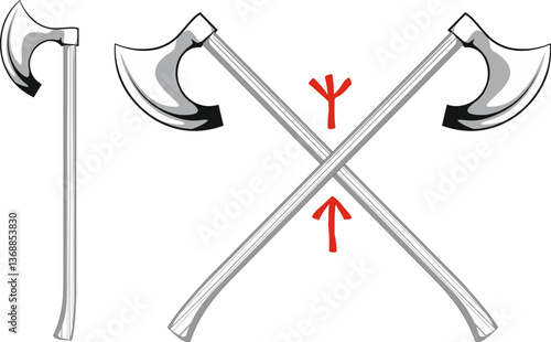 crossed Viking battle axes with Scandinavian runes Algiz - protection and Tiwaz - warrior