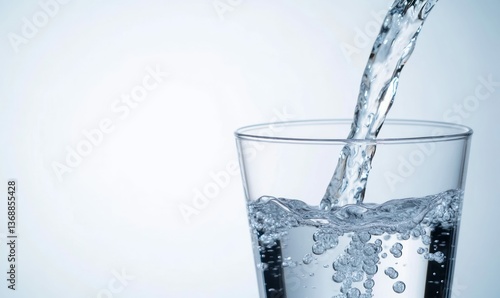 Wallpaper Mural Refreshing water being poured into a clear glass, showcasing purity and hydration in a simple setting. Torontodigital.ca