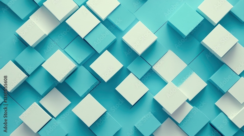 Abstract composition of blue and white 3D cubes for a modern look. Abstract composition of blue and white 3D cubes for a modern look.