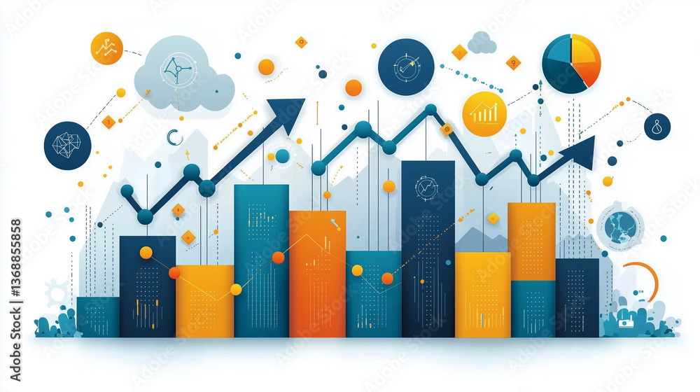 Fototapeta premium Diagramme de croissance commerciale moderne et épuré