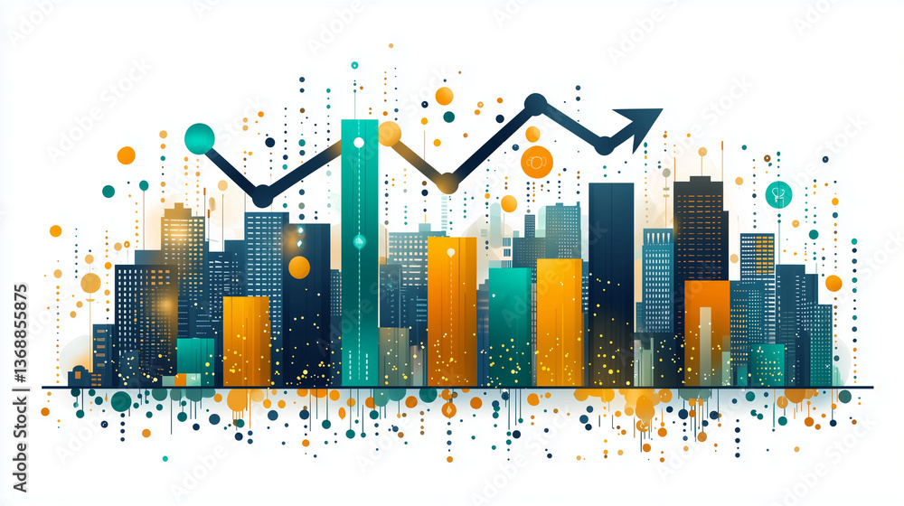 Obraz premium Diagramme de croissance commerciale moderne et épuré