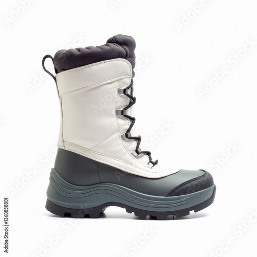 waterproof snow boots for skiing, mockup on white background
