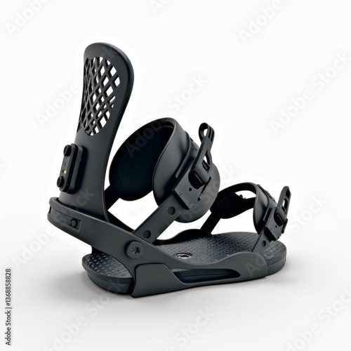 Blue snowboard boot bindings, mockup on white background