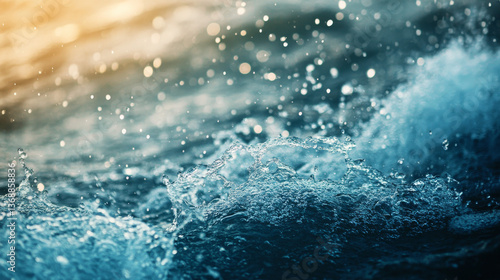 Wallpaper Mural A dynamic water texture background created by the bokeh effect of ocean splashes on the surface Torontodigital.ca