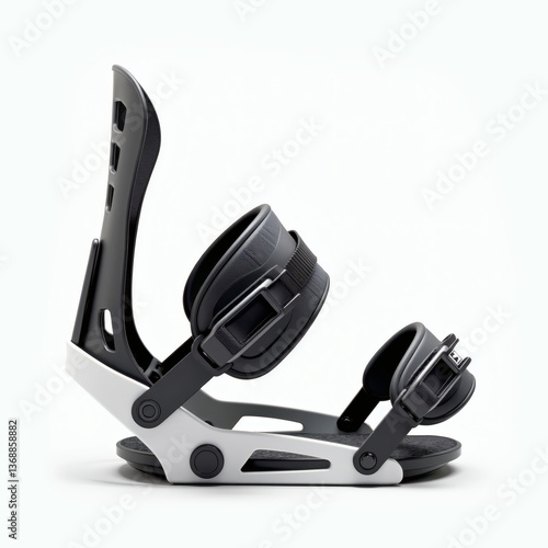 Blue snowboard boot bindings, mockup on white background