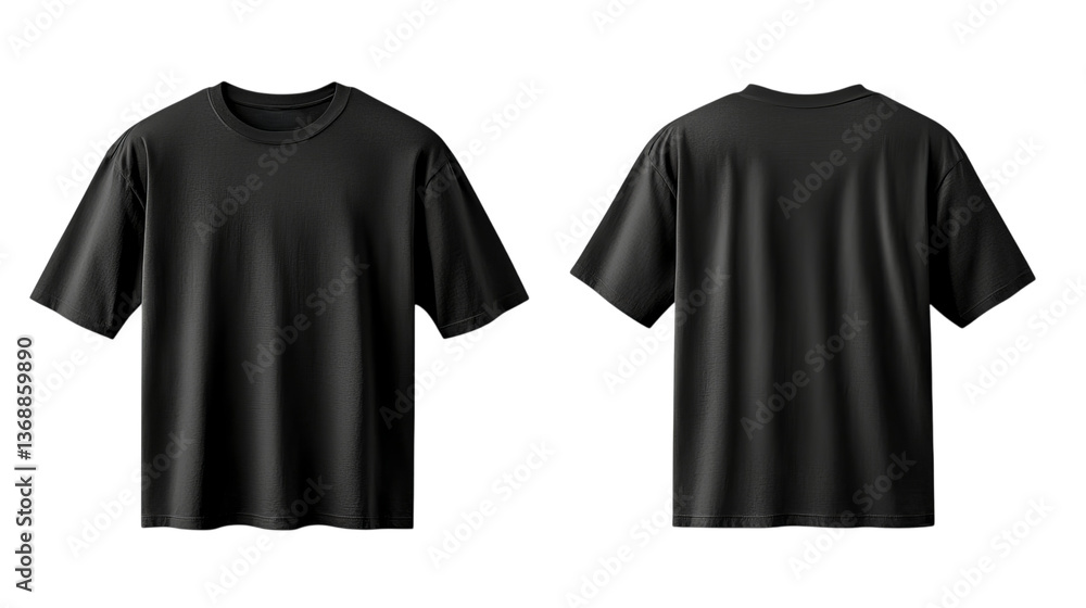 Png of Simple black t-shirt design showcasing both front and back views, perfect for casual wear or custom graphics on transparent background. Png of Simple black t-shirt design showcasing both front and back views, perfect for casual wear or custom graphics on transparent background.