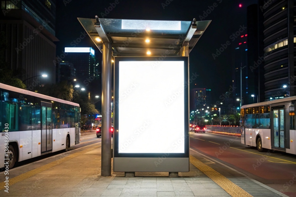 Blank Bust stop signboard for mockup, White banner advertising Blank Bust stop signboard for mockup, White banner advertising